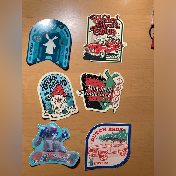 Lot of 6 Rare Hard to find Arizona Dutch Bros Christmas, Halloween stickers - Picture 3 of 4